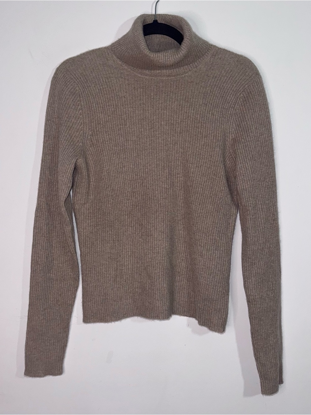 Daniel Bishop 100% Cashmere Ribbed Turtleneck Sweater Taupe Large